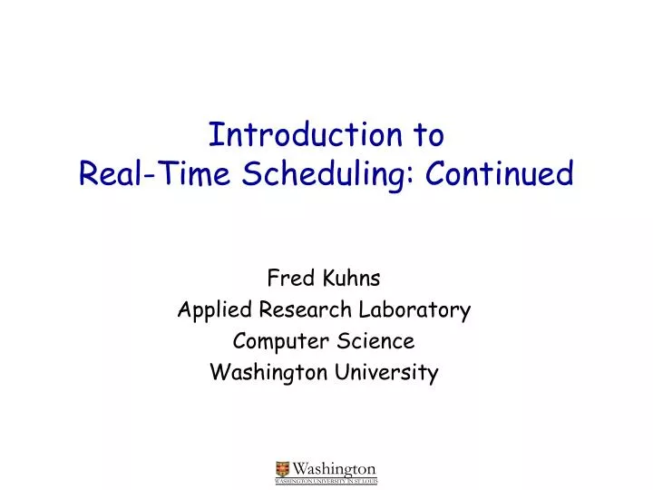 introduction to real time scheduling continued