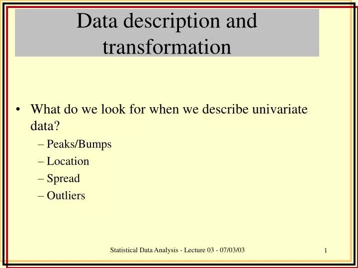 data description and transformation