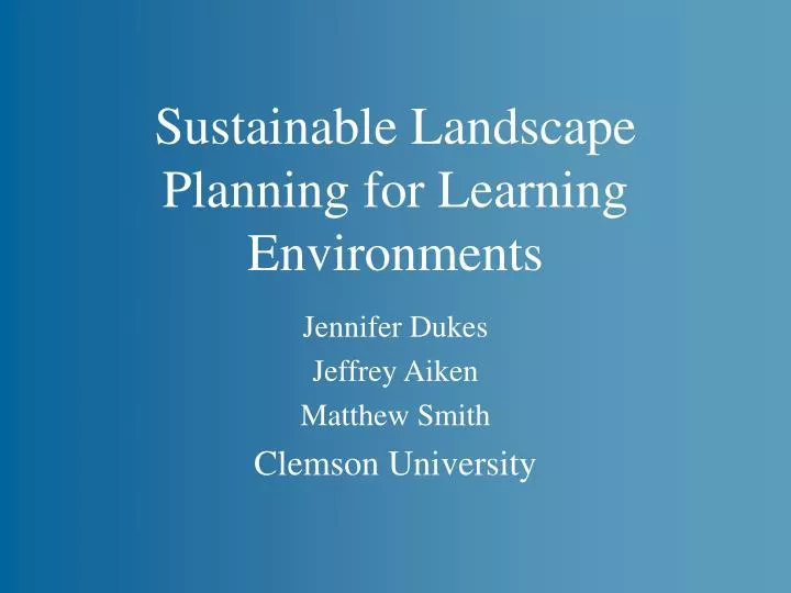 sustainable landscape planning for learning environments