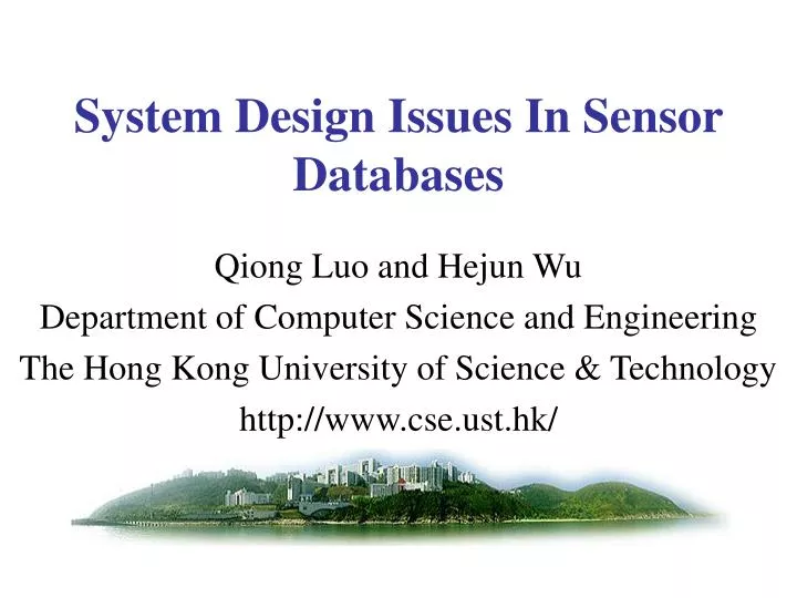 system design issues in sensor databases