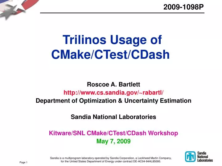 trilinos usage of cmake ctest cdash