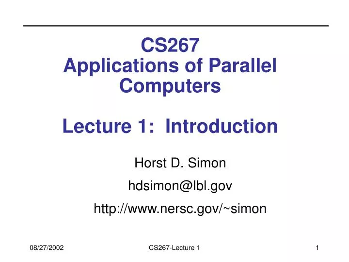 cs267 applications of parallel computers lecture 1 introduction
