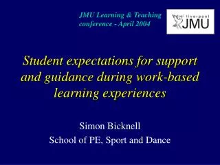 Student expectations for support and guidance during work-based learning experiences