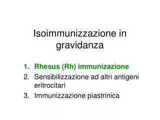 isoimmunizzazione in gravidanza
