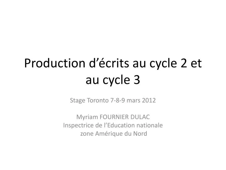 production d crits au cycle 2 et au cycle 3