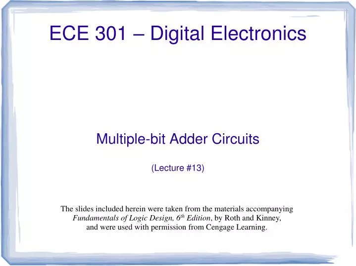 multiple bit adder circuits lecture 13