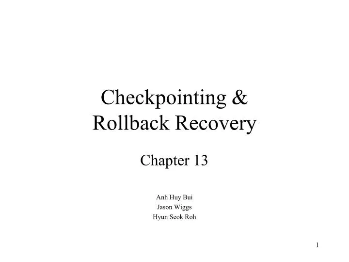 checkpointing rollback recovery