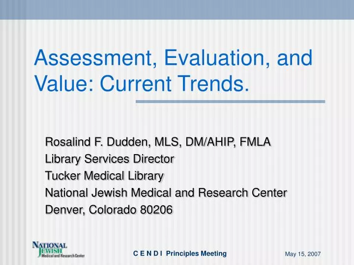 assessment evaluation and value current trends