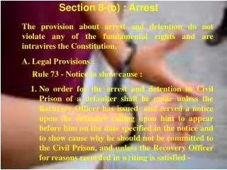 Section 8-(b) : Arrest