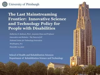 The Last Mainstreaming Frontier: Innovative Science and Technology Policy for People with Disabilities