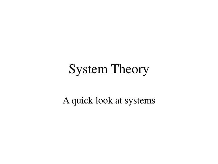 system theory