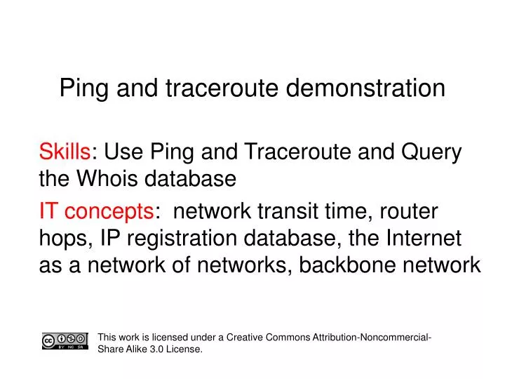 ping and traceroute demonstration