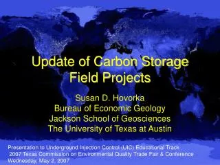 Update of Carbon Storage Field Projects
