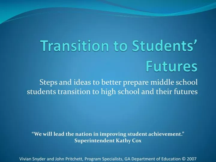 transition to students futures
