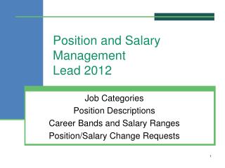 Position and Salary Management Lead 2012