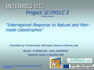 Project S I.PRO.C I * *(Italian acronym)