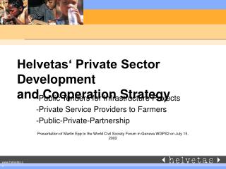 Helvetas‘ Private Sector Development and Cooperation Strategy