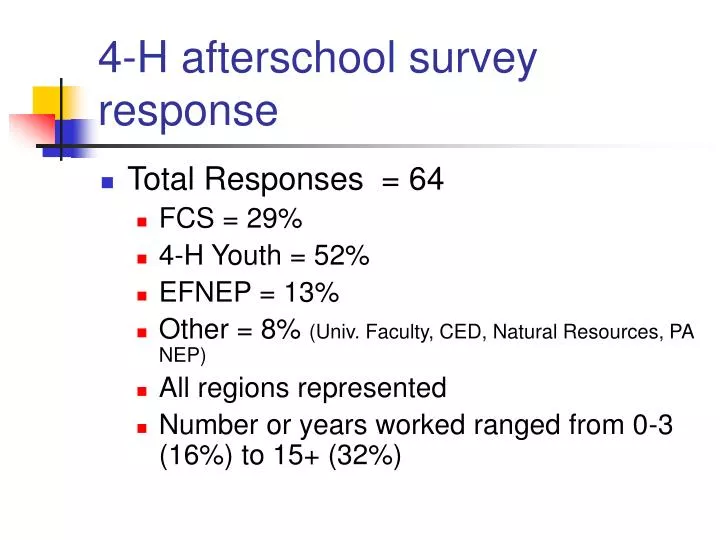 4 h afterschool survey response