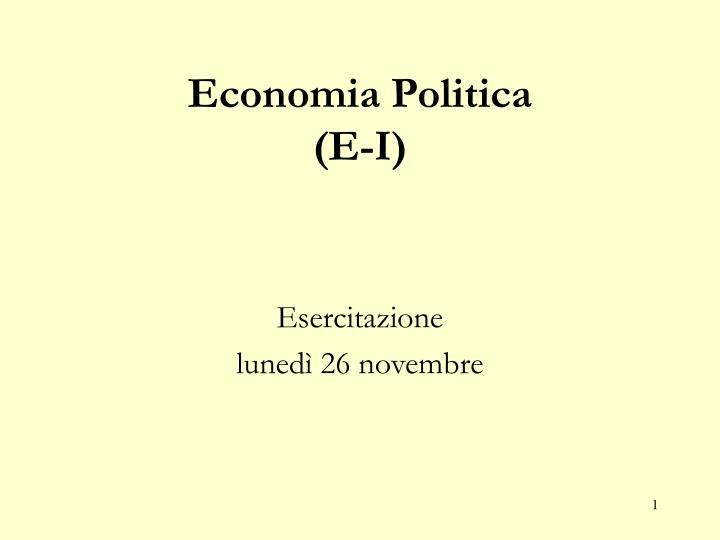 economia politica e i