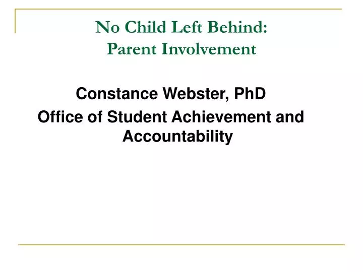no child left behind parent involvement