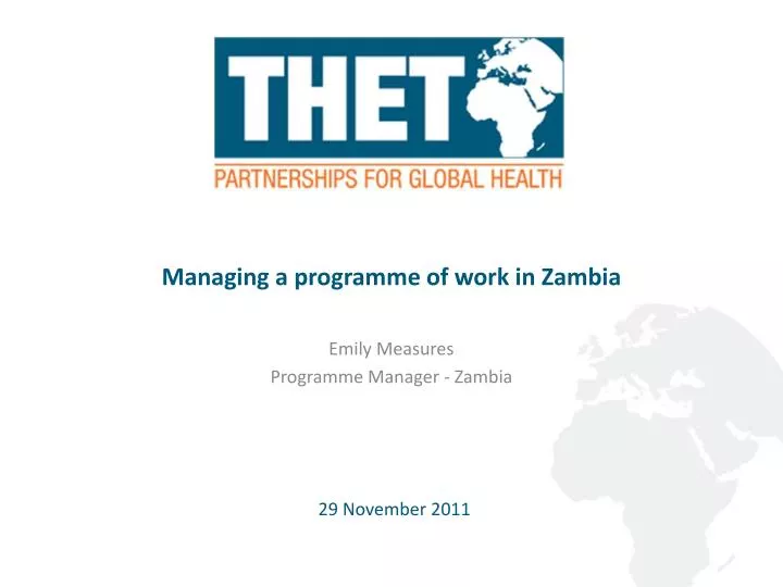 managing a programme of work in zambia