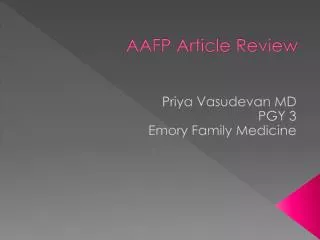 AAFP Article Review