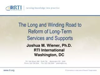 The Long and Winding Road to Reform of Long-Term Services and Supports
