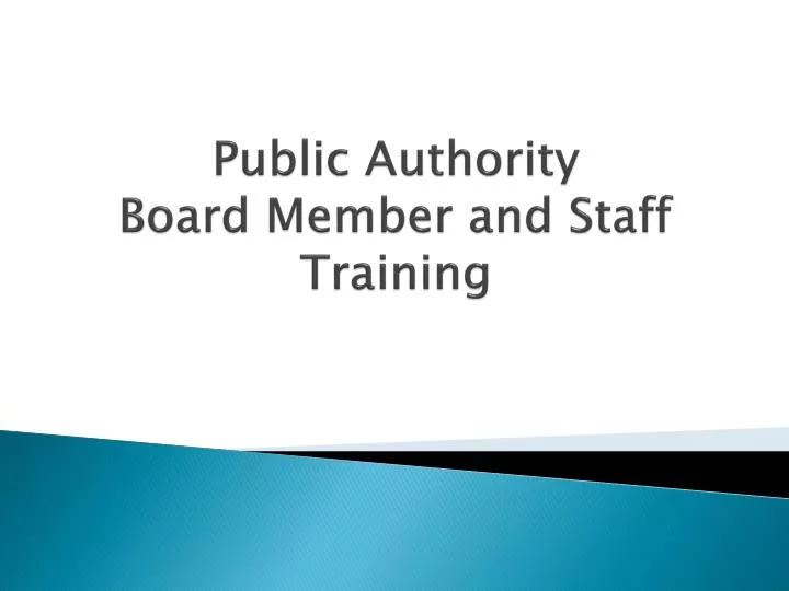 public authority board member and staff training