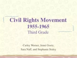 Civil Rights Movement 1955-1965 Third Grade