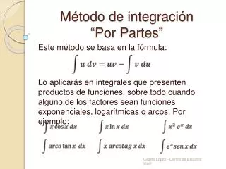 Método de integración “Por Partes”