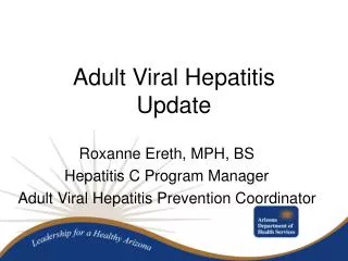 Adult Viral Hepatitis Update