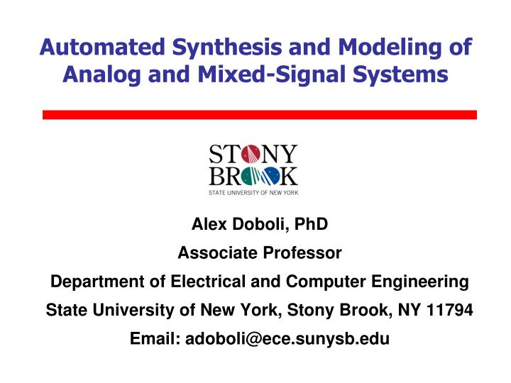 automated synthesis and modeling of analog and mixed signal systems