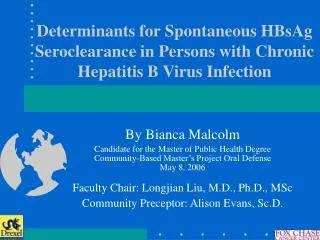 Determinants for Spontaneous HBsAg Seroclearance in Persons with Chronic Hepatitis B Virus Infection