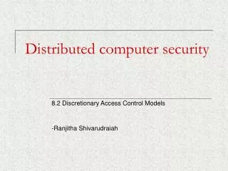Distributed computer security