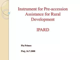 Instrument for Pre-accession Assistance for Rural Development IPARD