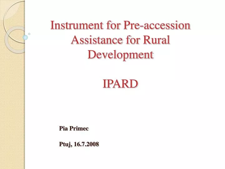 instrument for pre accession assistance for rural development ipard