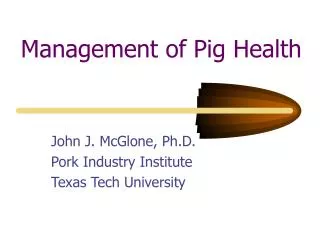 Management of Pig Health