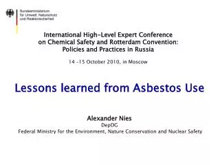 International High-Level Expert Conference on Chemical Safety and Rotterdam Convention: Policies and Practices in Russ