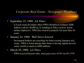 Corporate Real Estate - Newspaper Headlines