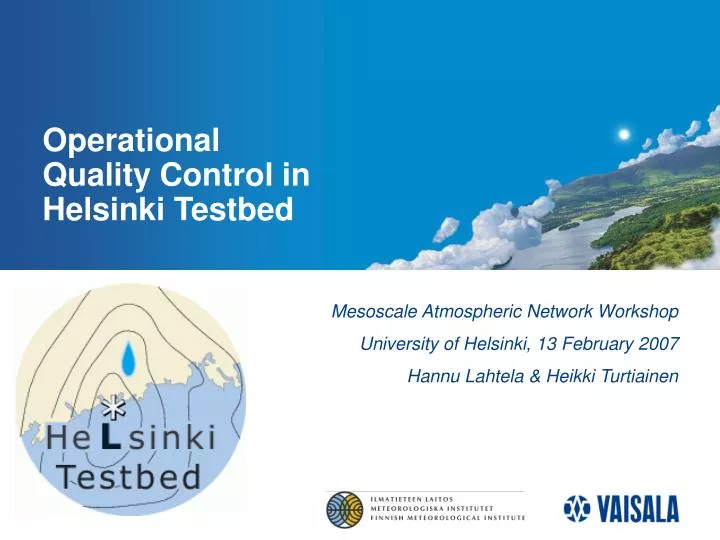 operational quality control in helsinki testbed
