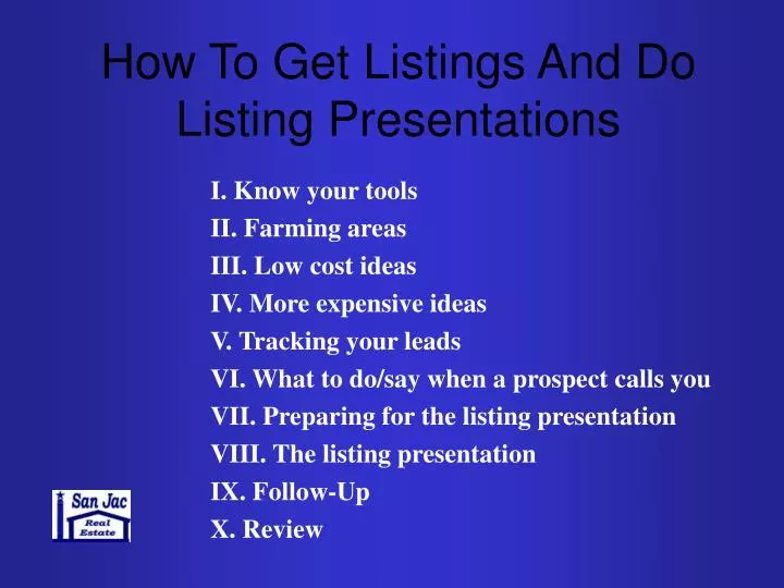 how to get listings and do listing presentations