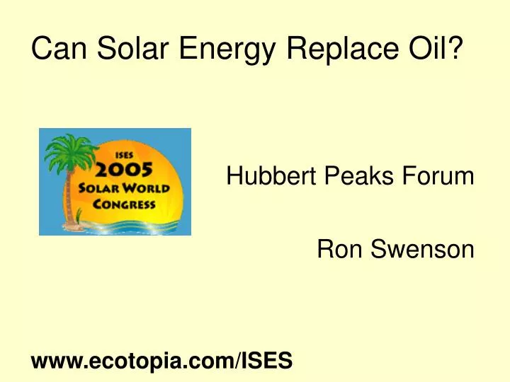 can solar energy replace oil