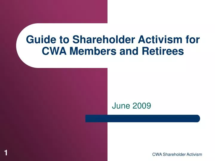 guide to shareholder activism for cwa members and retirees