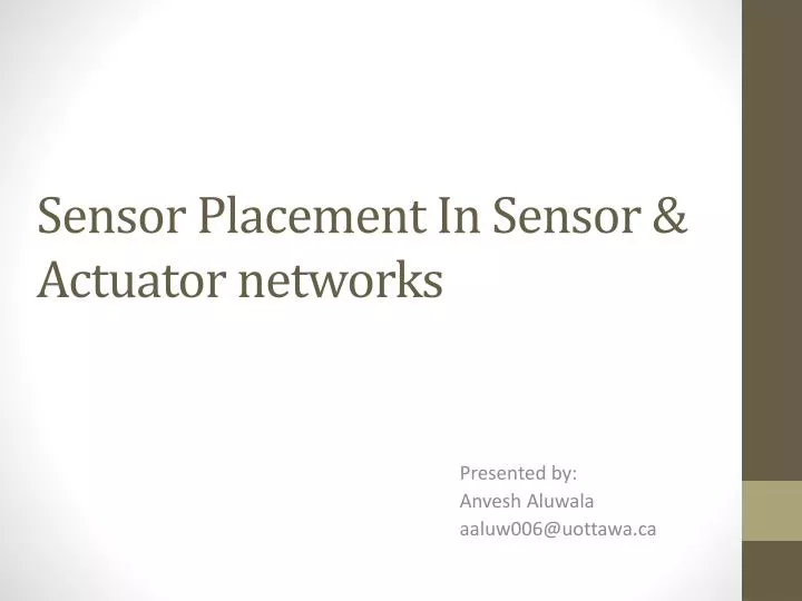 sensor placement in sensor actuator networks