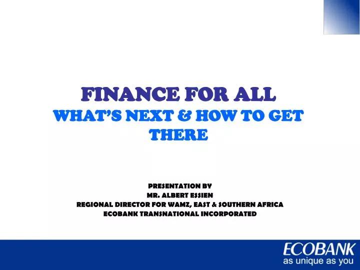 finance for all what s next how to get there