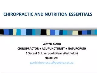 CHIROPRACTIC AND NUTRITION ESSENTIALS