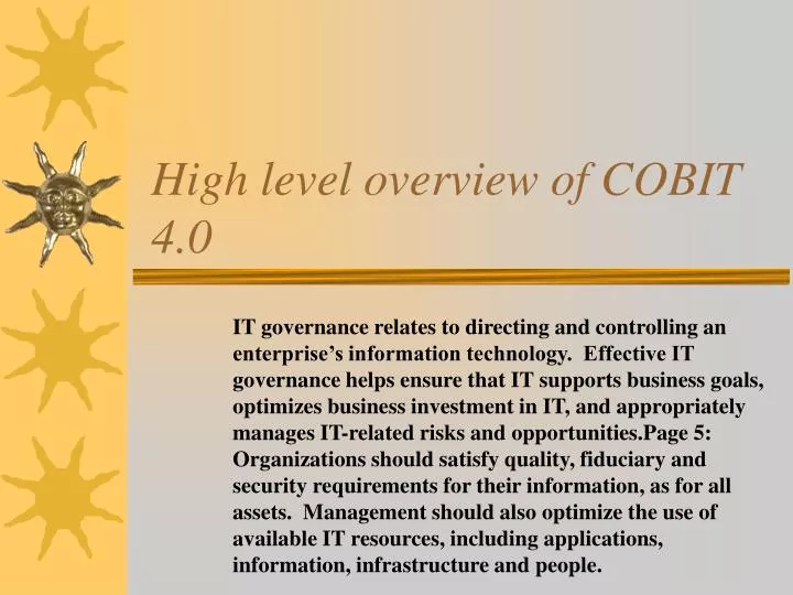 high level overview of cobit 4 0
