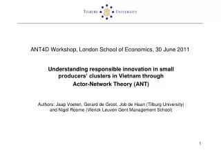 ANT4D Workshop, London School of Economics, 30 June 2011