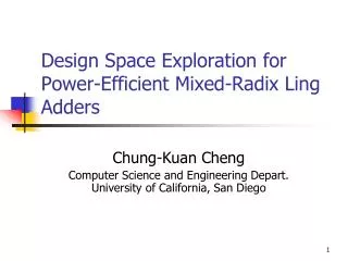 Design Space Exploration for Power-Efficient Mixed-Radix Ling Adders