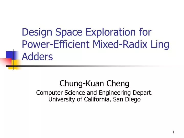design space exploration for power efficient mixed radix ling adders